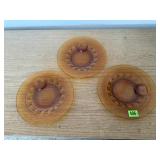 Amber glass snack plates (3)