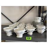 Johann Haviland blue garland china cups, saucers