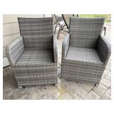 Woven patio chairs (2), no cushions included
