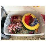 Storage tote of party decorations