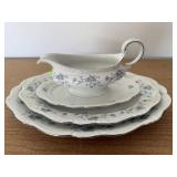 Johann Haviland blue garland gravy boat, platters