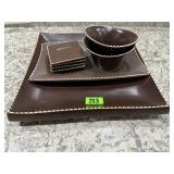 Stoneware dishes, square plates, sauce dishes