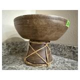 Tribal pedestal bowl