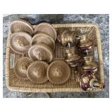 Basket, drapery hooks, finials, decor