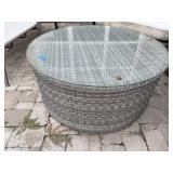 Woven glass top patio coffee table
