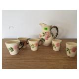 Franciscan Desert Rose pitcher, cups, glasses
