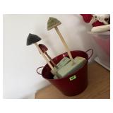 Garden mushrooms, pail, floral foam
