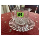 Glass fruit plate, pitcher