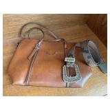 Tote bag, leather belt