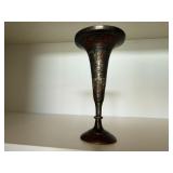 Etched brass vase