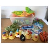 Rubber ducks, swim toys, floaties, swim googles