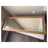 Antique oak beveled wall mirror