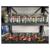 Shelf of canning jars, book