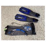 Snorkeling gear, flippers, mouth piece, googles