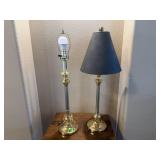 Pair of table lamps, one shade