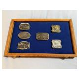 Knoxville Nationals belt buckles, display case;