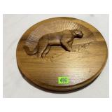 Mountain lion wood carving