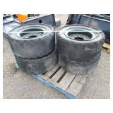 Set of 4 Solid Filled Skid Steer Tires/Rims 8 bolt
