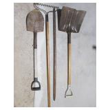 rake, bar, shovels