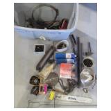 large tote w/variety of tools,  misc