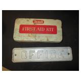 vintage first aid kit BOX ONLY, OFFICE  sign
