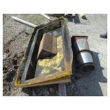 2 large plastic catch pans, pipe section