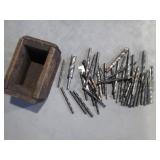 drill bits and old wooden box