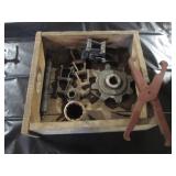 random iron in wood box