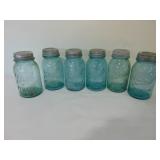 Ball jars, blue with lids