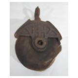 metal and wood pulley