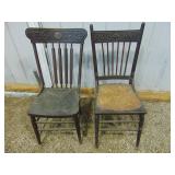 two antique wood chairs