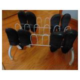 four pair clogs and rack