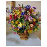 large floral arrangement in basket