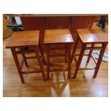 3 hardwood stools