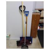 rake, shovels, dustpan