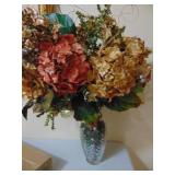 vase, marbles, fake floral arrangement
