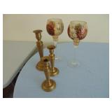 candle holders, large glasses