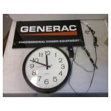 two sided lighted Generac sign and clock