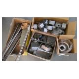 metal junction boxes, ceiling support rods