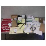 parking signs, clipboards, trays, misc
