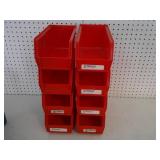 8 red stackable bins