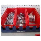 3 red trays, washers