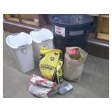 garbage cans, sand/salt