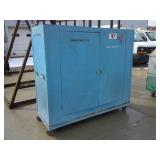 blue wooden job storage box