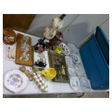 shadowbox, weather station, plates, tote and lid,
