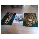 deer, lion, tiger, latch rugs