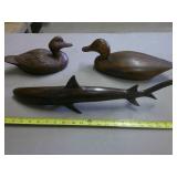 heavy carved ducks and shark