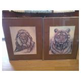 framed tiger and lion prints