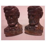 Bronze plated cast iron Lincoln bookends