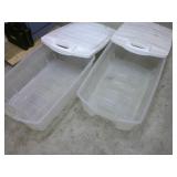 two clear Rubbermaid totes/lids